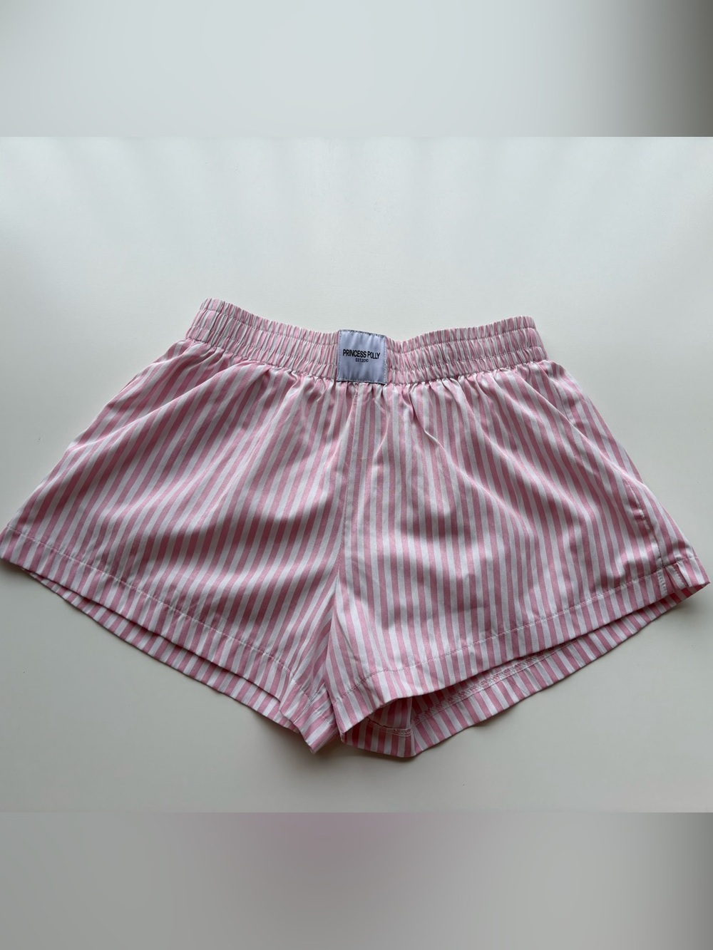 Princess Polly Pink and White Striped Shorts with Lining. Size 6